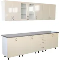 Bucatarie Zebra 260 cm din MDF Vanilie cu blat termoizolant gri