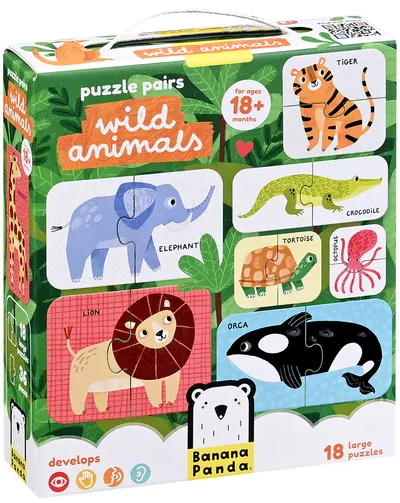 Puzzle pentru bebeluși Banana Panda 18 în 1- Animale sălbatice