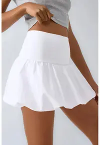 Fusta dama - fusta mini forma balon - alb - textil