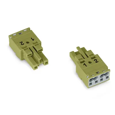 Socket; 2-pole; Cod. B; 4,00 mm²; light green