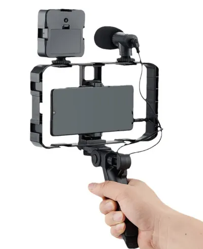 Selfie Stick pentru telefonul mobil AY 49X lumina complementara LED trepied microfon