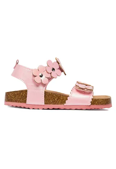 Sandale fete roz cu decor floral - Roz