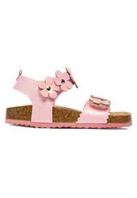 Sandale fete roz cu decor floral - Roz