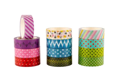 Set de 12 role de bandă adezivă (washi tape)