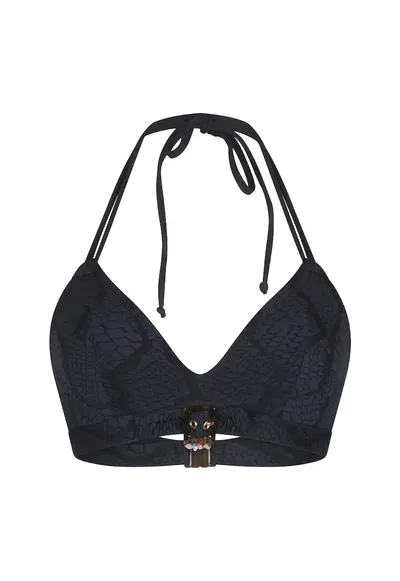 Sutien de baie cu imprimeu - Negru