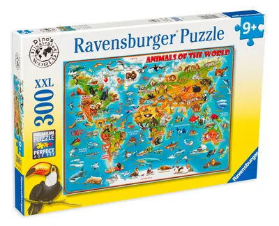 Puzzle Ravensburger din 300 XXL de piese - Animals of the World
