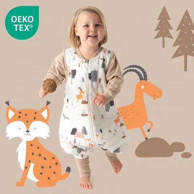 Sac de dormit cu picioruse si maneca lunga detasabila Mountain Animals 140 cm + manseta 1.0 Tog