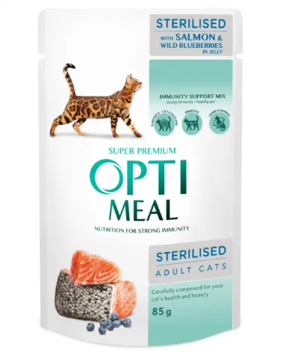 Optimeal Pisica Plic Sterilised Somon 85 G