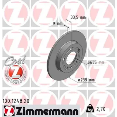 Disc frana ZIMMERMANN 100.1248.20