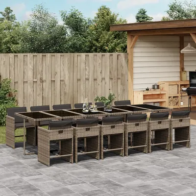 Gossi set mobilier de gradina cu perne, 13 piese, gri, poliratan