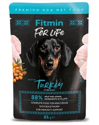 Fitmin For Life Dog Adult Turkey with Sea Buckthorn Hrană completă pentru câini adulți cu curcan și cătină 85 g