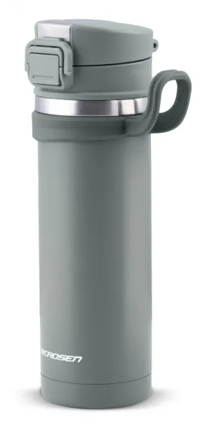 Termos cu vid Berdsen Gri 450 ml,interior din otel inoxidabil,maner practic,capac cu blocare,baza antialunecare