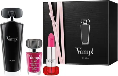 Pupa Set Vamp! Black - Apă de parfum , Lac de unghii și ruj , 50 + 9 ml + 3.5 g