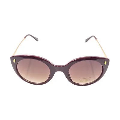 Ochelari de soare, damă, Tiara, bordo închis lucios, formă rotund-cat-eye, lentile fumurii, protecție UV 400