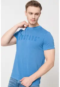 Tricou cu logo pe piept - Albastru prafuit