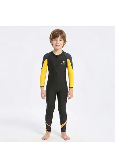 Costum de inot pentru copii cu maneca lunga - Protectie UV - Galben