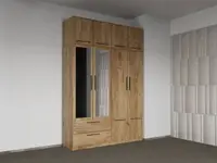 Dulap dormitor Stejar 4U cu oglinda+suprapozabil - Madrid