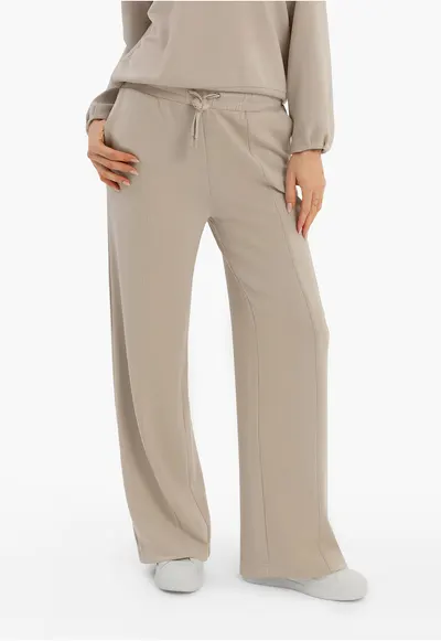 Pantaloni de trening femei cu picior lat - N-Erla - bej - Bej
