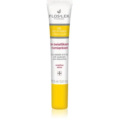 FlosLek Pharma Eye Care Gel pentru jurul ochilor cu un luminator și mușețel 15 ml