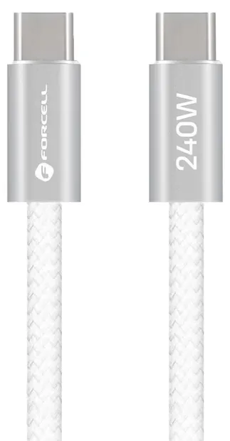 Cablu Forcell - F-Energy, USB-C/USB-C, 240W, 5A, 1.2 m, alb