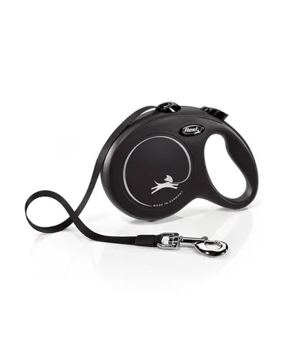 FLEXI New Classic lesa automata cu banda pentru caini, negru, marimea L, 5 m