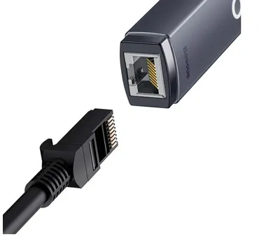 ADAPTOR RETEA Baseus Lite, USB Type-C to RJ-45 Gigabit LAN,metalic, LED, gri "WKQX000313"