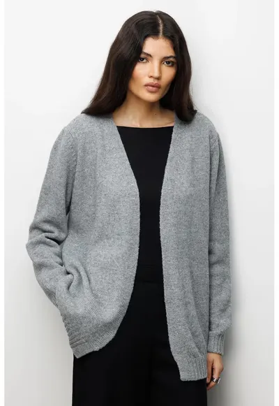 Cardigan supradimensionat - gri - poliester - One Size