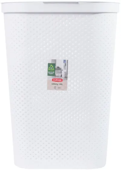 Curver - Coș cu capac Dots Infinity, 60 l, alb