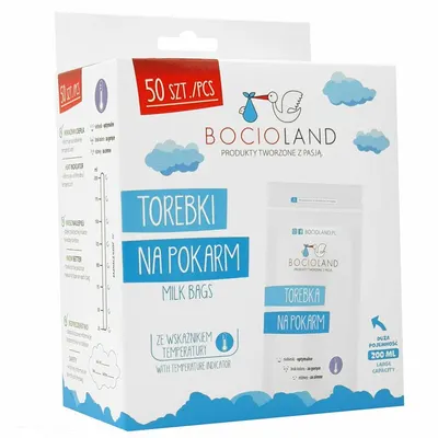 Pungi stocare lapte, Bocioland, 50 buc, Fermoar dublu, 200 ml, Transparent