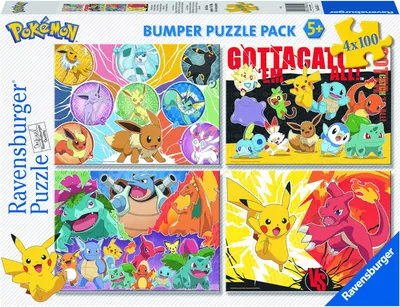 Puzzle Ravensburger din 4 х 100 de piese - Pokemon