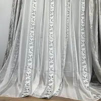 Perdea Greek Model din matase imprimata, Alb, 400cm latime x 270cm inaltime cu rejansa pt sina