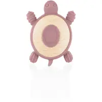 Zopa Silicone Wooden Teether Turtle jucărie pentru dentiție 0 m+ Old Pink 1 buc