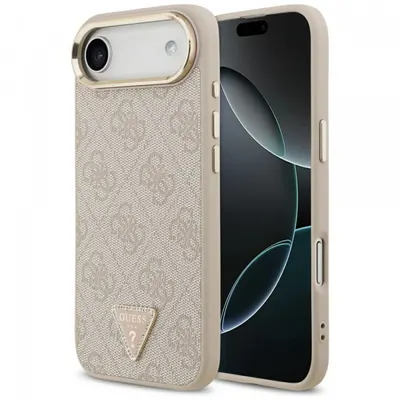 Husa MagSafe pentru Apple iPhone 17 Air, Guess, 4G Triangle Logo, Roz Aurie
