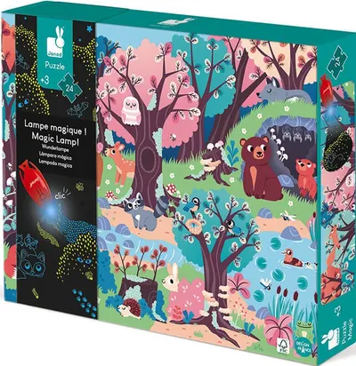 Puzzle fosforescent pentru copii Janod - Padurea, 24 piese