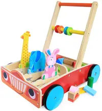 Premergător din lemn pentru copii Smart Baby - Cu animale și puzzle