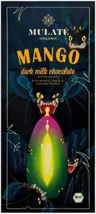 Ciocolată neagră cu lapte organică și mango, 80 g, Mulate