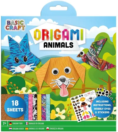 Kit creativ origami Grafix -Animale, cu autocolante, 18 de coli