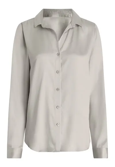 Bluza de pijama din satin - Alb fildes
