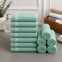 Set 12 prosoape mici, Ashley Mills, 30x50cm, din 70% bumbac pakistanez, 390g, Menta