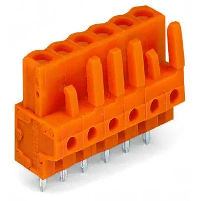 THT female header; 0.6 x 1.0 mm solder pin; straight; Pin spacing 5.08 mm; 13-pole; orange