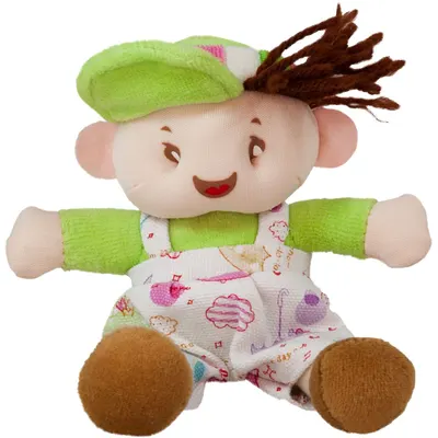 Păpușă moale Amek toys - Băiat cu pălărie, 14 cm