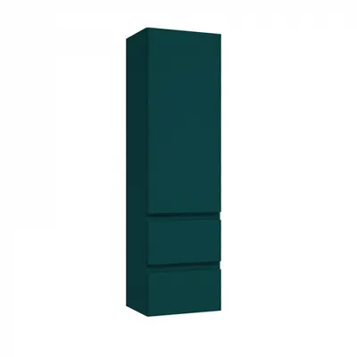 Dulap baie suspendat verde inchis mat, 140 cm, cu o usa reversibila si doua sertare, Defra Como