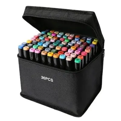Set 36 markere Engros cu 2 capete, geanta depozitare, multicolore