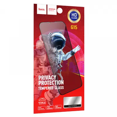 Folie de protectie Ecran Privacy HOCO G15 pentru Apple iPhone 14 Pro, Sticla Securizata, Full Glue, 5D