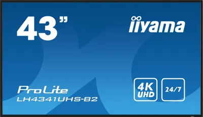 Monitor profesional IIYAMA - ProLite LH4341UHS-B2, 43'', 4K, IPS, negru