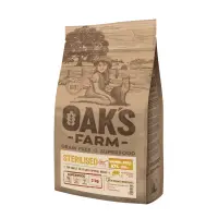 OAK'S FARM Sterilised, Somon, hrană uscată fără cereale pisici sterilizate, obezitate, 400g