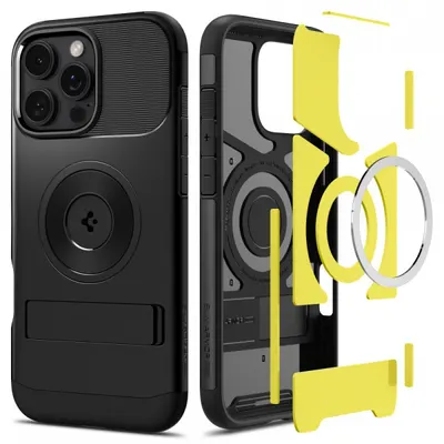 Husa MagSafe pentru Apple iPhone 16 Pro, Spigen, Slim Armor, Neagra ACS08164