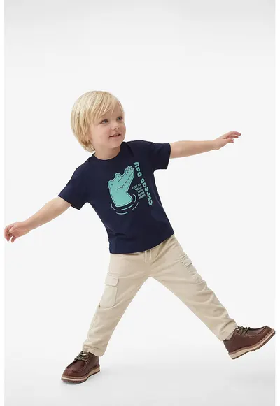 Tricou de bumbac cu imprimeu - Turcoaz/Albastru ultramarin