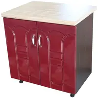 Masca pentru chiuveta cu 2 usi 80 cm Zebra, wenge/MDF Rosu Tulip, cu blat Artar, 80 x 85 x 60 cm