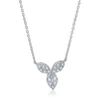 Lant cu pandantiv floral din aur alb cu diamante de 0.52ct